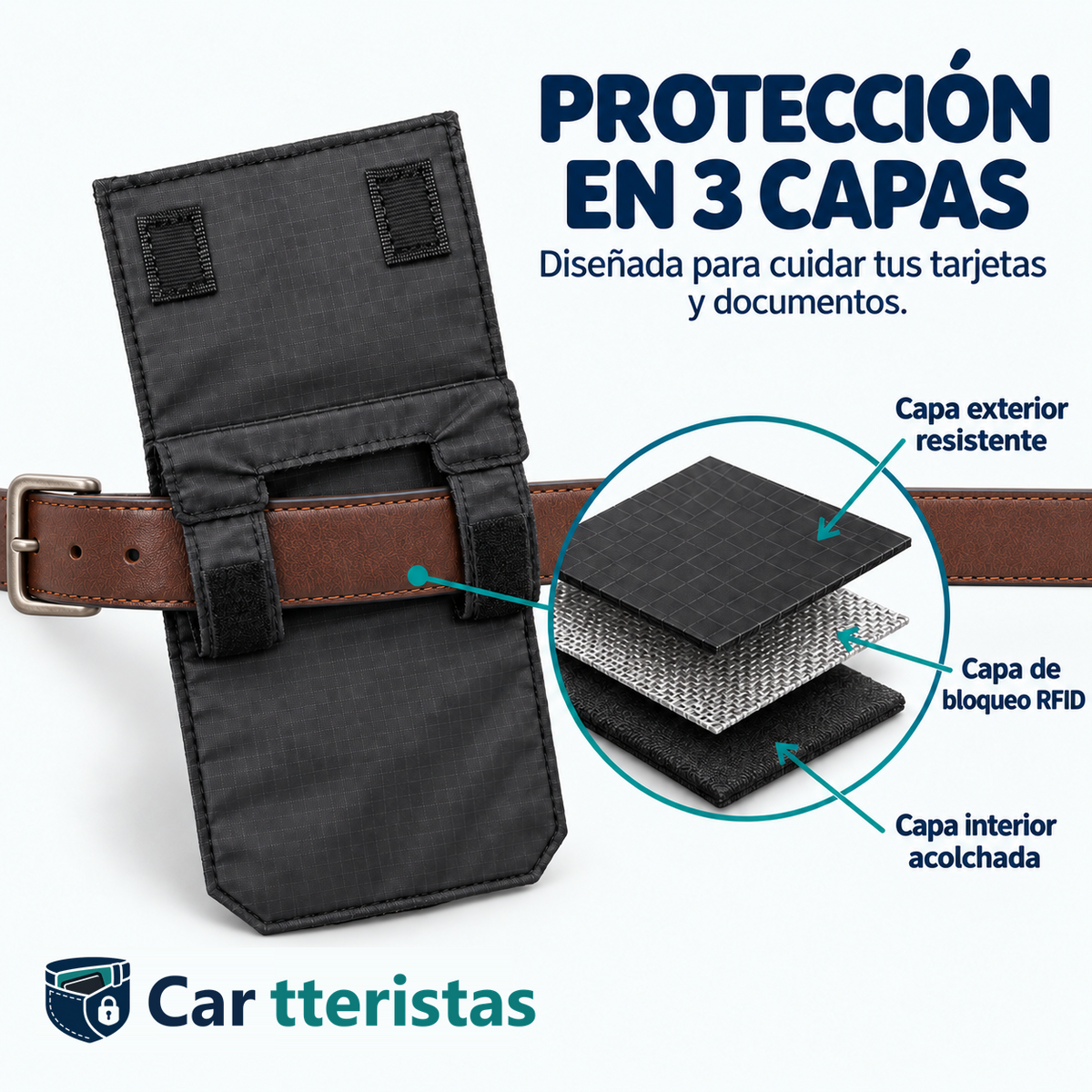 Car tteristas negro con cinturón