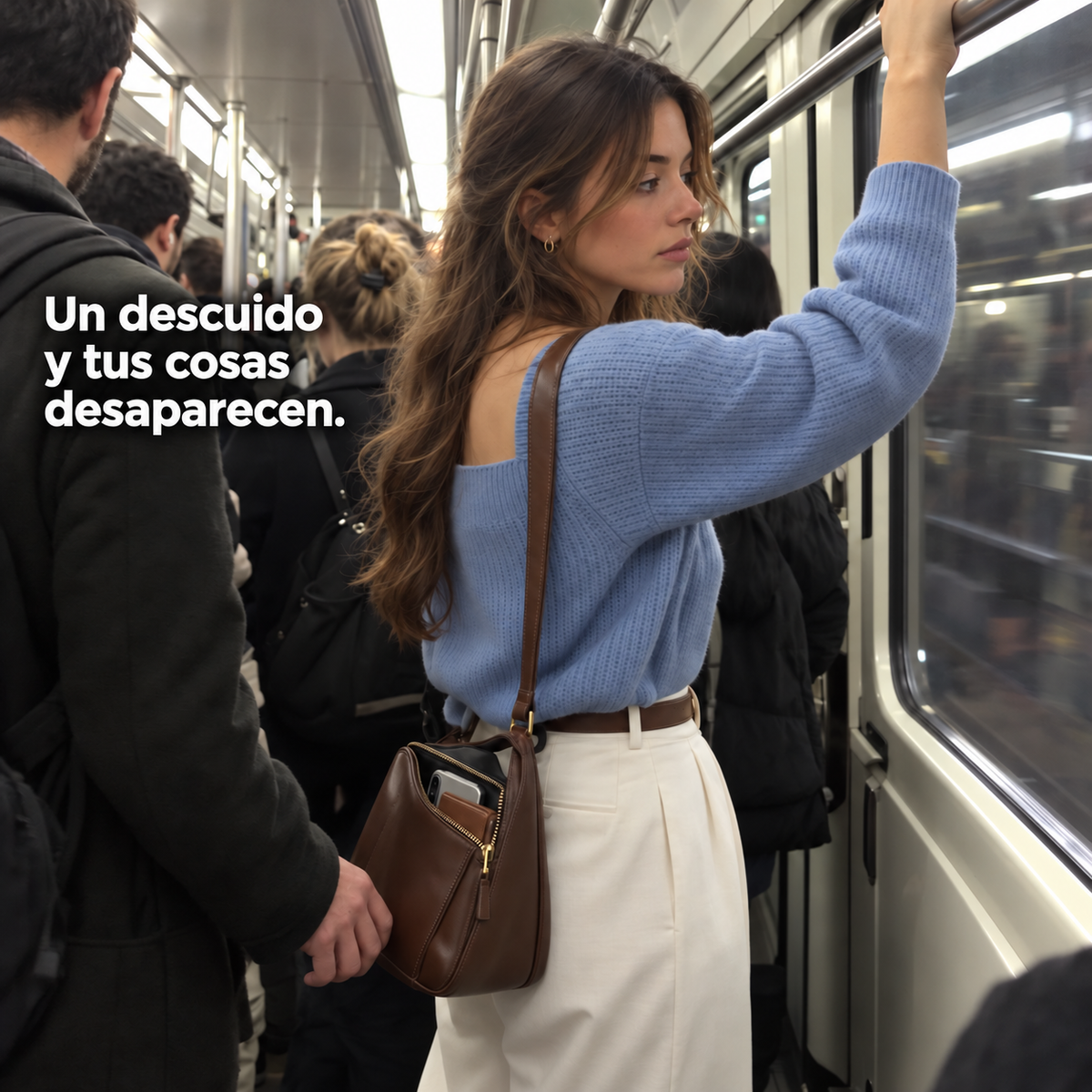 Bolso abierto en el metro